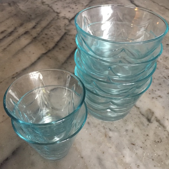 Vintage Light aqua blue beachy wave glass dishes